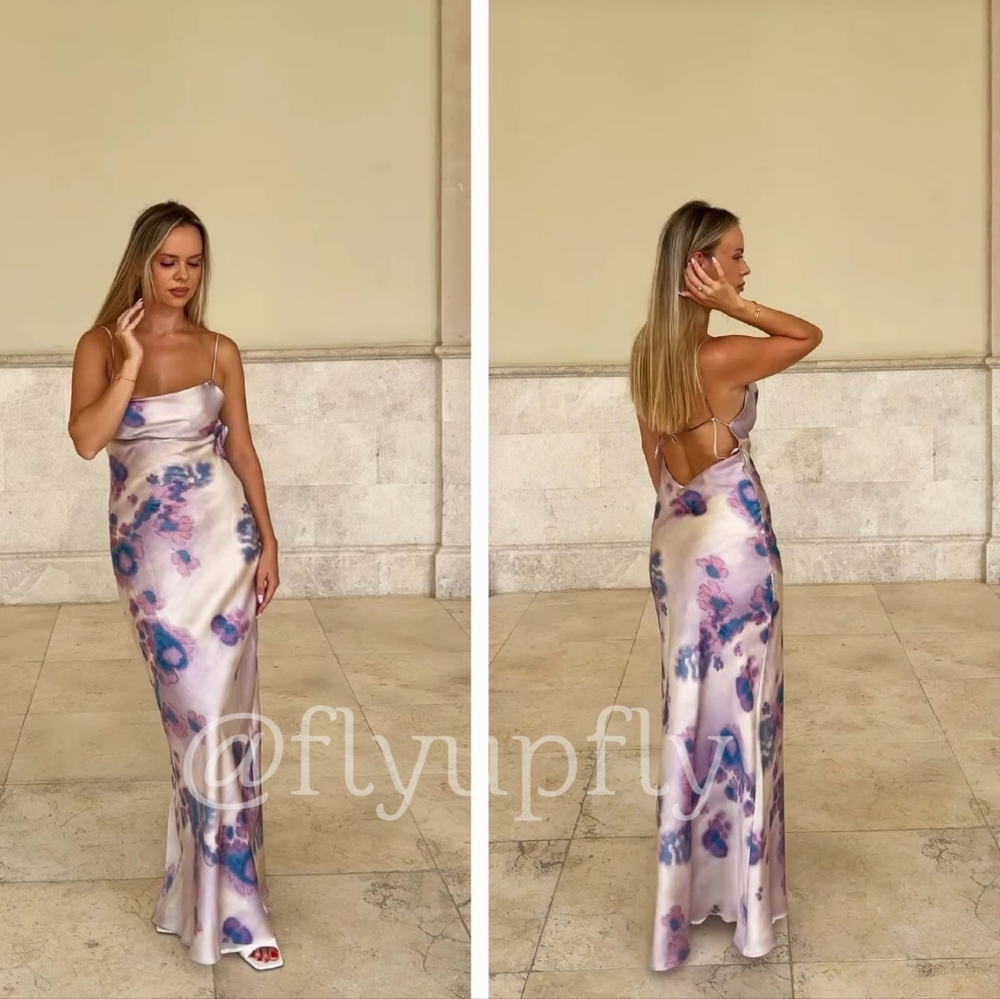 ZARA NEW LONG SATIN DRESS WITH OPEN BACK - Picture 2 of 14